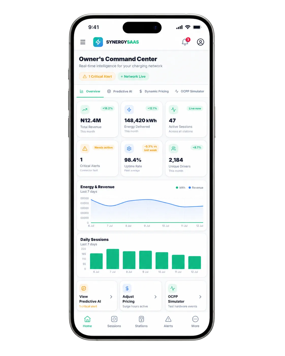 Synergy App Dashboard Mobile App Mockup